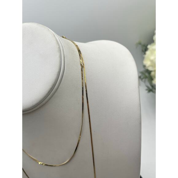 Aurea 585 Unoaerre 14k Italy Singapore Long 35” Chain Link High Shine Necklace. - Picture 3 of 15